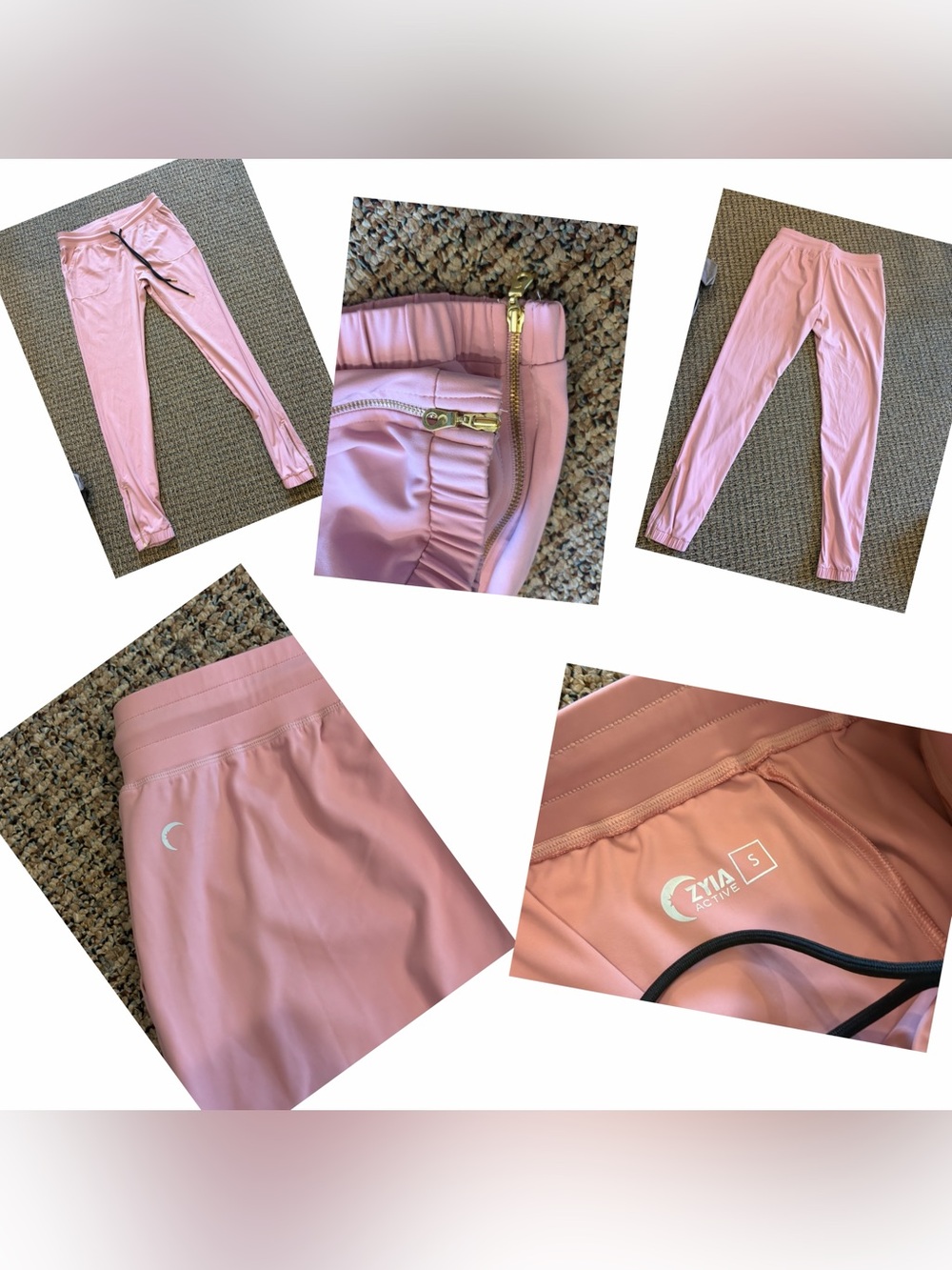 Zyia Active Pink Peak Zipper Joggers Brand New
